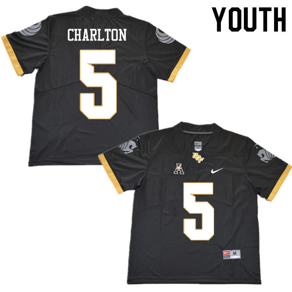 Youth #5 Randy Charlton UCF Knights College Football Jerseys Sale-Black - Click Image to Close